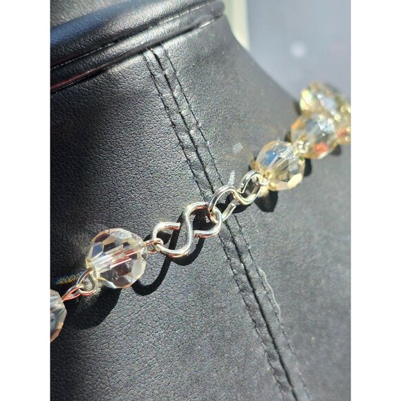 Art Deco Czech AB Crystal Bead Necklace & Earrings Set Flapper Statement - Picture 8 of 9